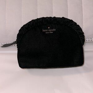 kate spade Black Velvet Ruffle Gold Tone Briar Lane Cosmetic Bag